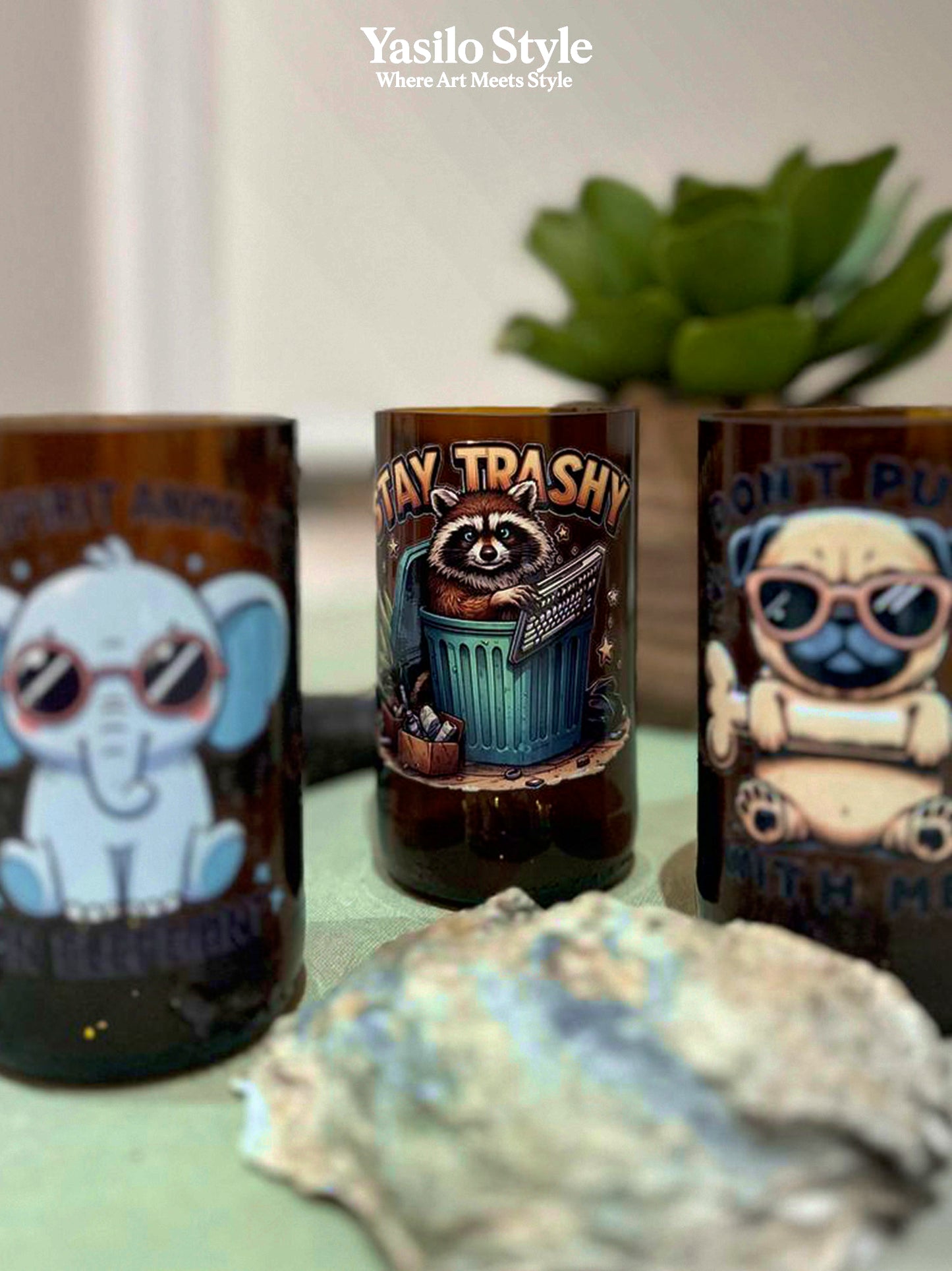 Stay Trashy!  Recycled Mug Glass | Handmade Glass Mug