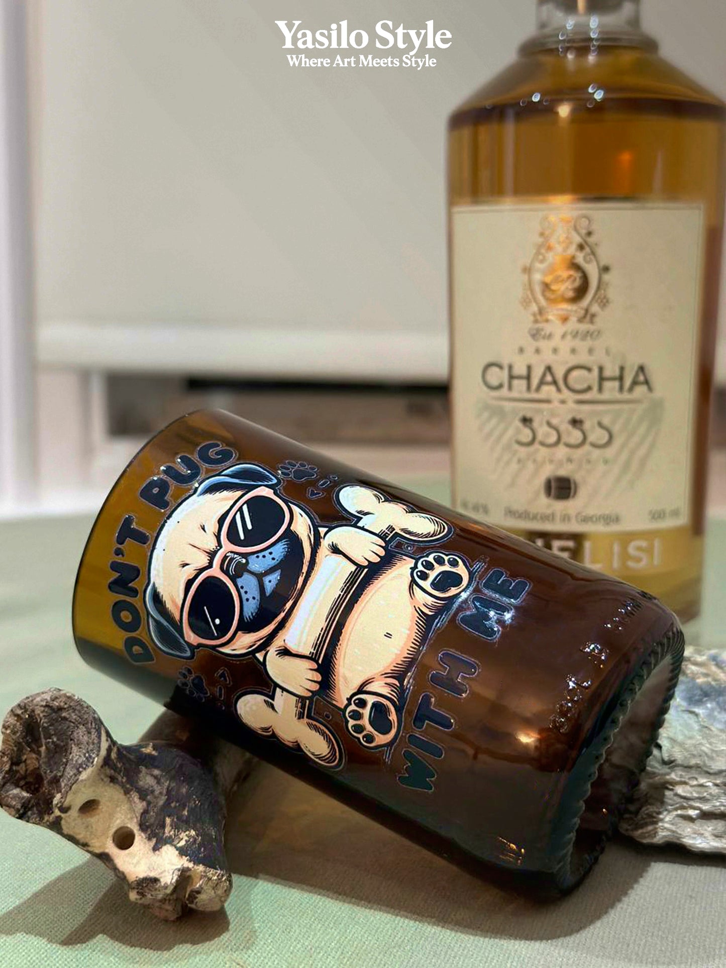 Cool Pug Upcycled Glass | Don't Pug With Me